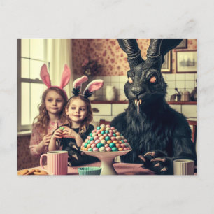 Mörk Påsk Rabbit Vintage Candy Supper Vykort