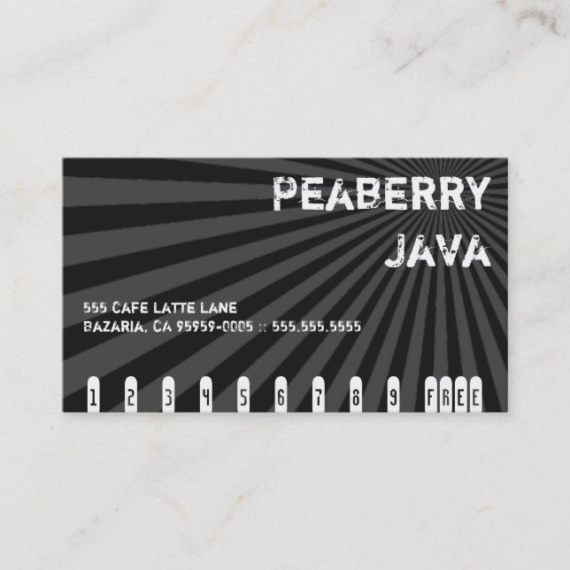 Mörk Peaberry Java Drink Punch-kort Lojalitetskort (Framsida)