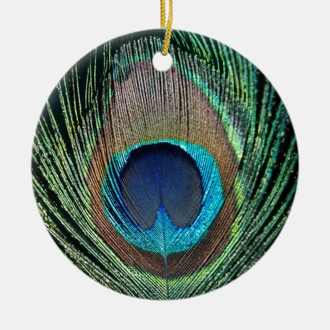 Mörk Peacock Feather Julgransprydnad Keramik (Framsidan)