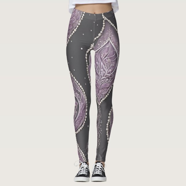 Mörk Pearls AI art Leggings (Framsida)