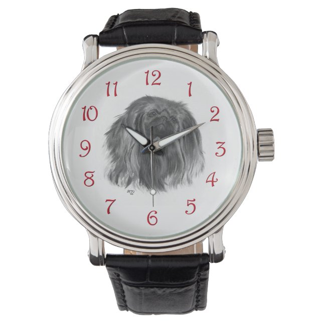 Mörk Pekingese Armbandsur (Framsida)
