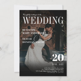 Mörk Photo Magazine News Papprare Elegant bröllop Inbjudningar