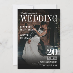 Mörk Photo Magazine News Papprare Elegant bröllop Inbjudningar