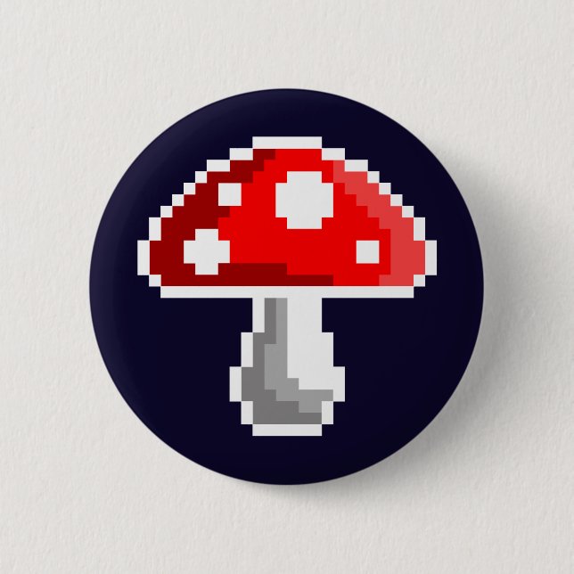 Mörk Pixel Mushroom-knapp Knapp (Framsida)