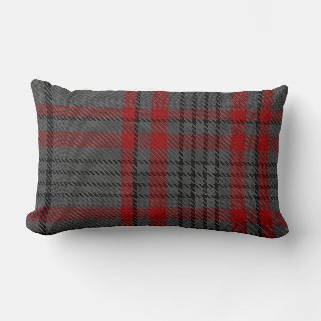 Mörk - pläd för Tartan för grå kolsvart röd Lumbarkudde (Framsida)