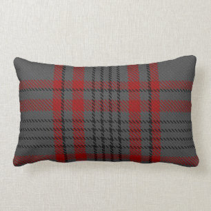 Mörk - pläd för Tartan för grå kolsvart röd Lumbarkudde