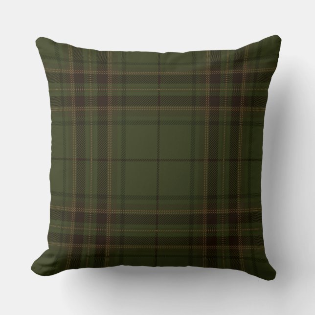 Mörk - pläd för Tartan för grön svartbrunt skotsk Kudde (Framsida)