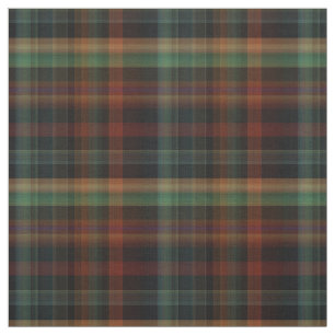 Mörk Plaid Fabric i Red Grönt Guld Black Tyg