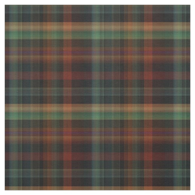 Mörk Plaid Fabric i Red Grönt Guld Black Tyg (Provkarta)