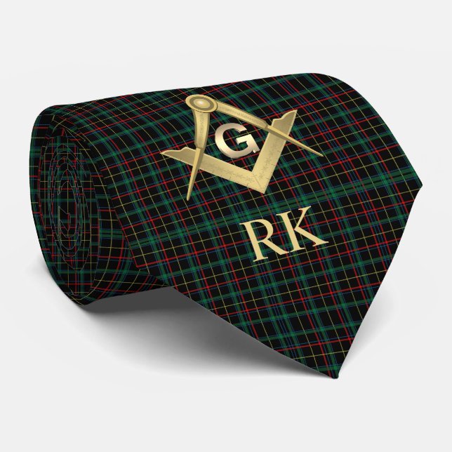 Mörk Play Masonic Monogrammed Neck Tie Slips (Rullad)