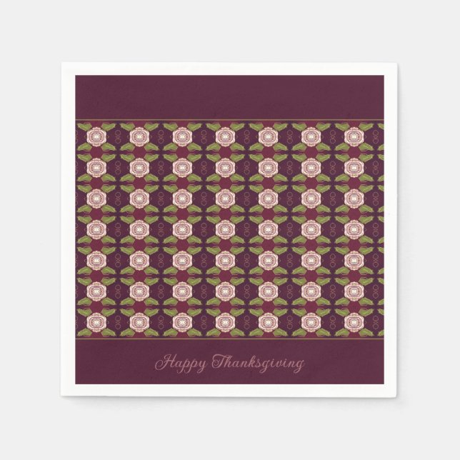 Mörk plommon och Oliv grönt Pappersservett (Framsidan)