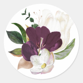 Mörk Plommon Velvet Blommig Runt Klistermärke