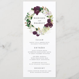 Mörk Plum-Blommigt | Menykort för Bröllop Meny