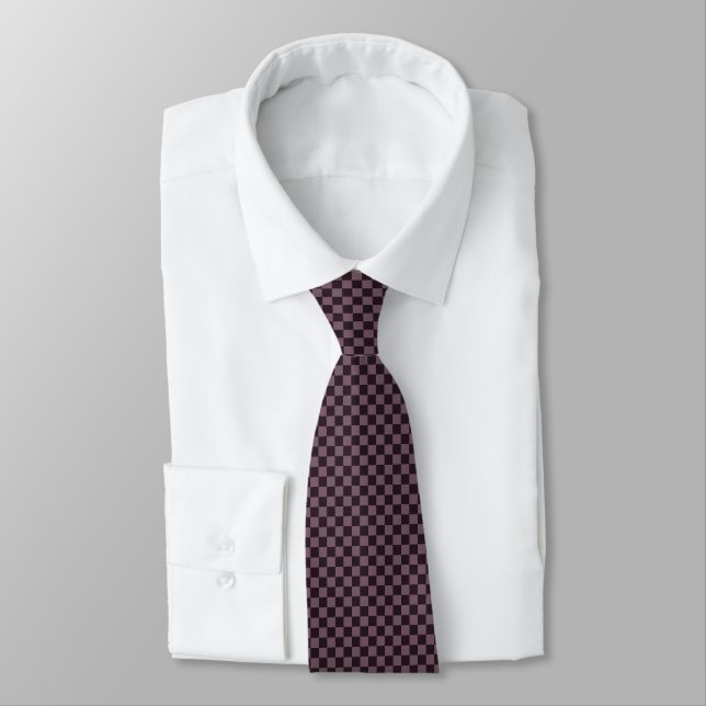 Mörk Plum Kontrollerad Mönster - Neck Tie Slips (Bunden)