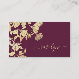 Mörk Plum Lila Söt Blommigt Flowers Elegant Visitkort