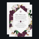 Mörk Plum Velvet och vit Blommigt Bat mitzvah Inbjudningar<br><div class="desc">Förenklad mörk plum och vit hellebore och tulpaner bat mitzvah inbjudan anpassade till händelsespecifikationerna.</div>