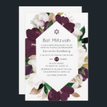 Mörk Plum Velvet och vit Blommigt Bat mitzvah Inbjudningar<br><div class="desc">Förenklad mörk plum och vit hellebore och tulpaner bat mitzvah inbjudan anpassade till händelsespecifikationerna.</div>