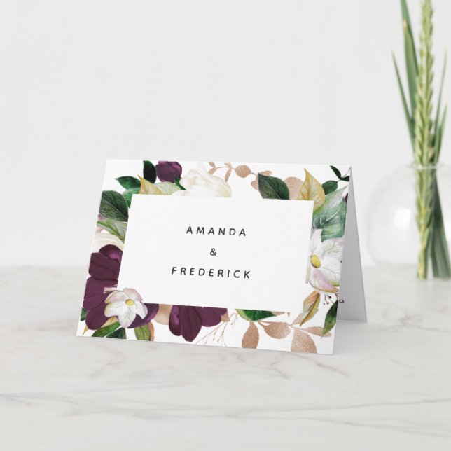 Mörk Plum Velvet och White Vår Blommigt Bröllop Program (Framsida)