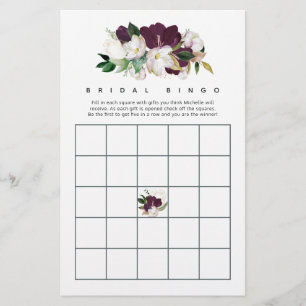Mörk Plum Velvet och White Vår Möhippa Bingo