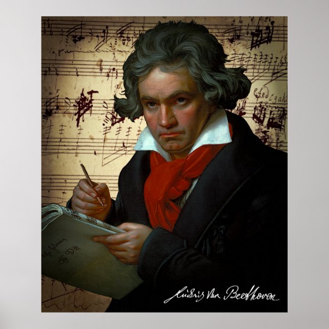 MÖRK PORTRÄTT av MUSICAL GENIUS BEETHOVEN 1820 Poster (Framsidan)