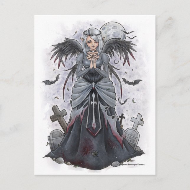 Mörk Priestess Angel Postcard Vykort (Framsida)