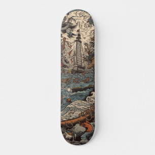 Mörk psychedelic Lighthouse Mini Skateboard Bräda 18,5 Cm