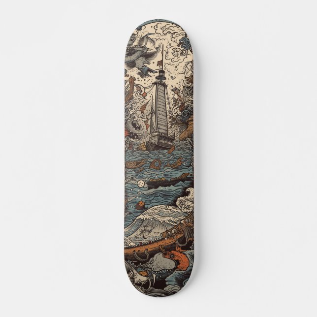 Mörk psychedelic Lighthouse Mini Skateboard Bräda 18,5 Cm (Framsida)