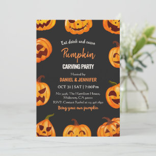 Mörk pumpa skärande fest halloween Jack OLantern Inbjudningar