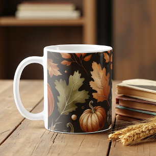 Mörk Pumpkin Mugg höstfärgsinflammande Löv