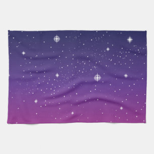 Mörk purpurfärgad himmel för Starry natt Kökshandduk