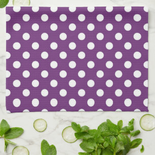 Mörk purpurfärgad polka dots kökshandduk