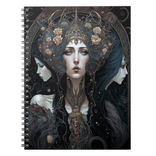 Mörk Queen Fantasy Art Anteckningsbok