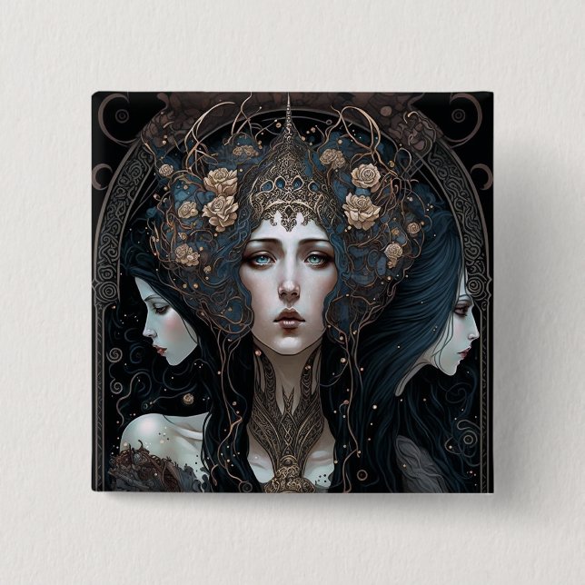 Mörk Queen Fantasy Art Knapp (Framsida)