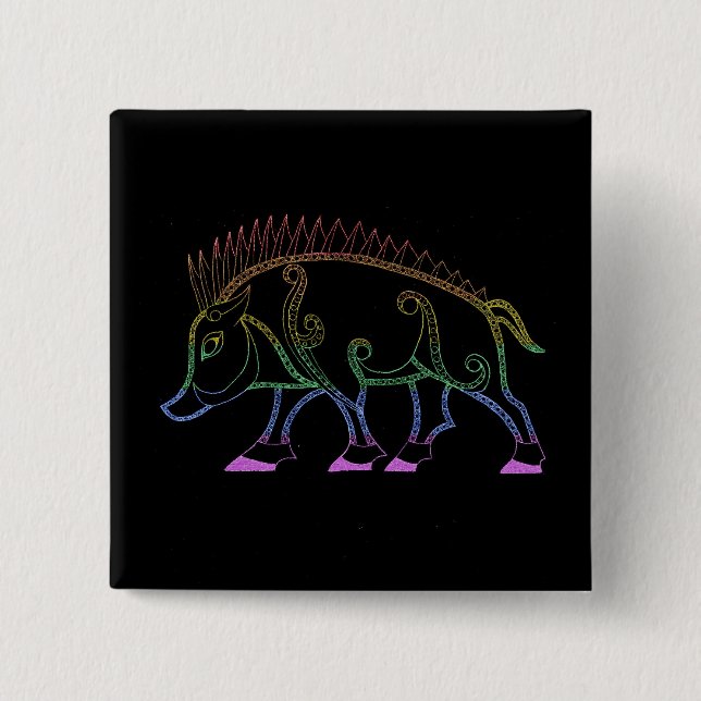 Mörk Rainbow Boar Knapp (Framsida)