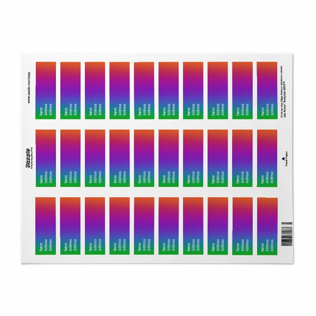 Mörk Rainbow Färg Returetiketter Returadress Etikett (Helt Ark)