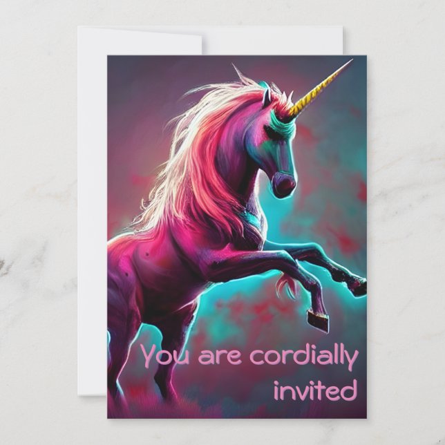 Mörk Rainbow Gothic Unicorn Du är inbjuden Inbjudningar (Framsida)