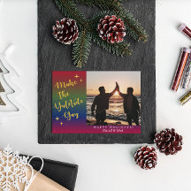 Mörk Rainbow Yuletide Helgdag Photo Card