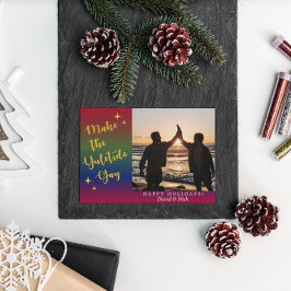 Mörk Rainbow Yuletide Helgdag Photo Card Inbjudningar