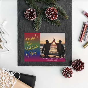 Mörk Rainbow Yuletide Helgdag Photo Card Inbjudningar