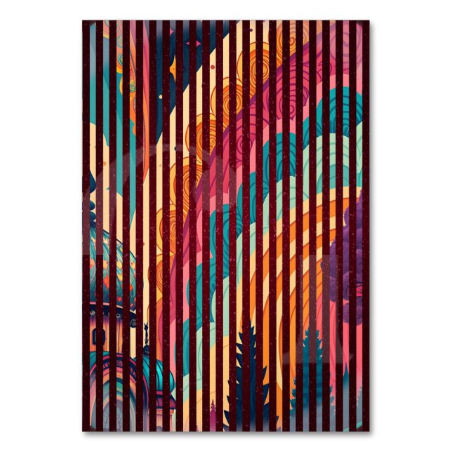 Mörk Randig Fantasy Bordskort – Anpassningsbar (Framsidan)