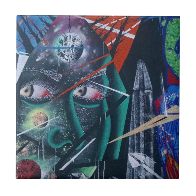 Mörk Rave Graffiti Kakelplatta (Framsidan)