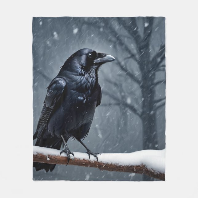 Mörk Raven Black Bird Fleecefilt (Framsidan)