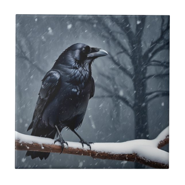 Mörk Raven Black Bird Kakelplatta (Framsidan)