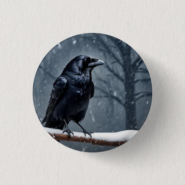 Mörk Raven Black Bird Knapp (Framsida)