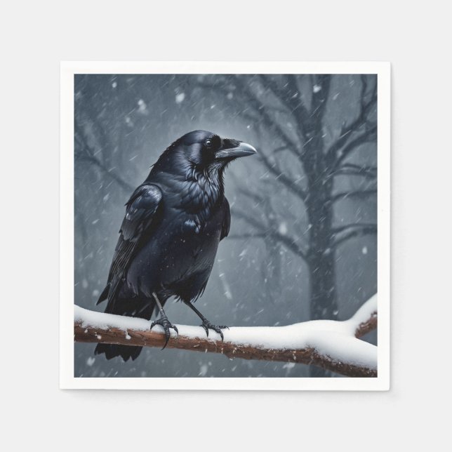 Mörk Raven Black Bird Pappersservett (Framsidan)