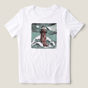 Mörk Raven på Rusted Lighthouse ENDAST VITA T Shirt
