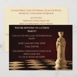 Mörk Red 30års födelsedag Party Chess Queen Inbjudningar