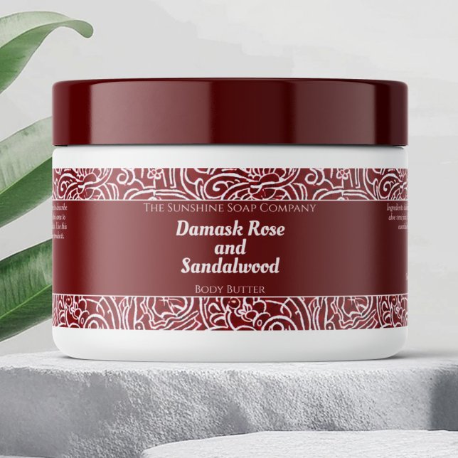 Mörk Red Abstrakt Watersecure Cosmetics Burk-etike Vattenflaska Etikett (Skapare uppladdad)