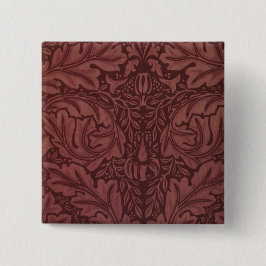 Mörk Red Acanthus Löv (av William Morris) Knapp