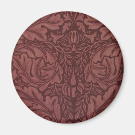 Mörk Red Acanthus Löv (av William Morris) Magnet